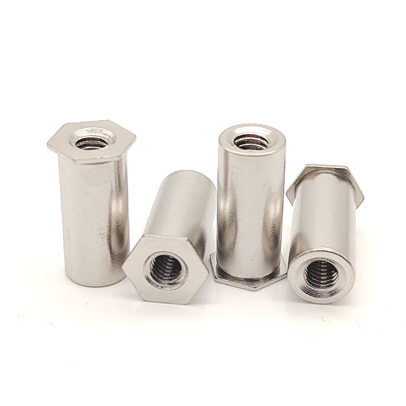 Цинк-синяя шестиугольная заклепка со сквозным отверстием, гайка